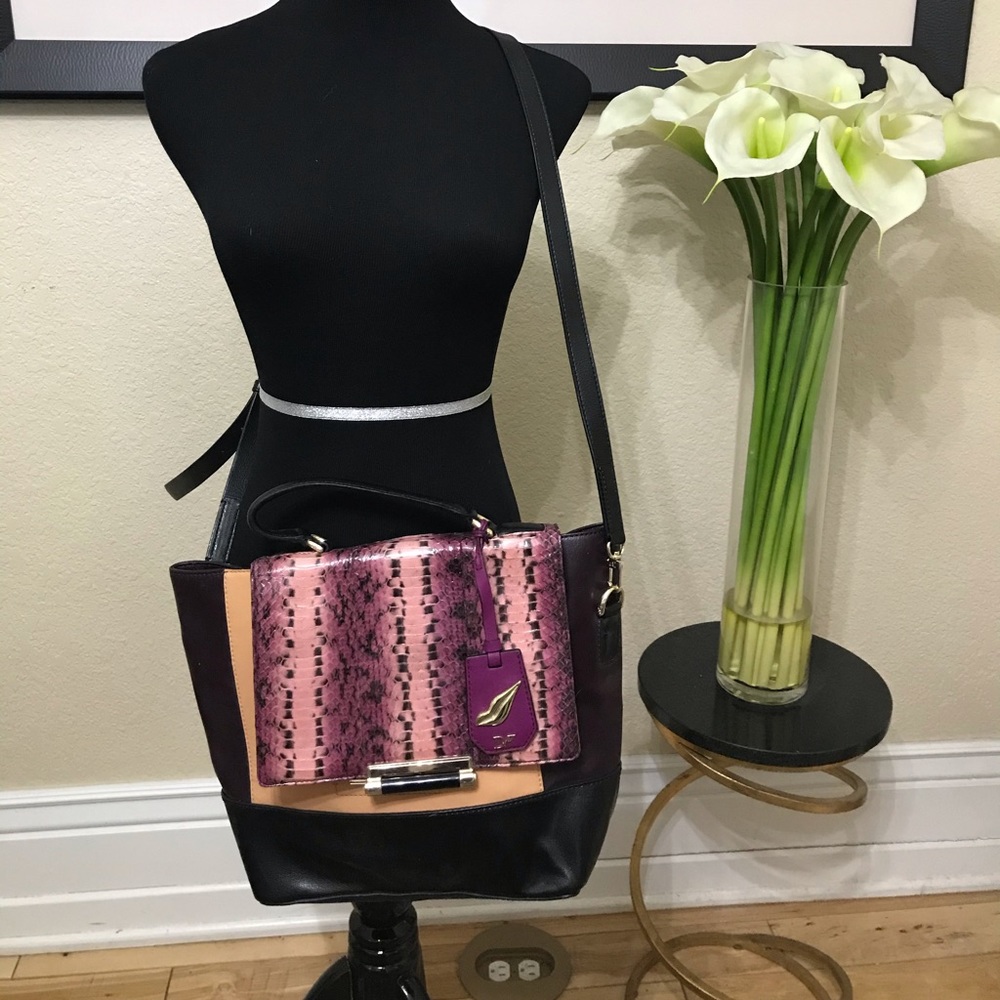 NEW Diane Von Furstenberg Snake/Leather Satchel